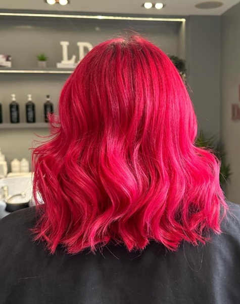 pink hair colour at Leah Durrant Salon Chertsey pink hair colour at Leah Durrant Salon Chertsey