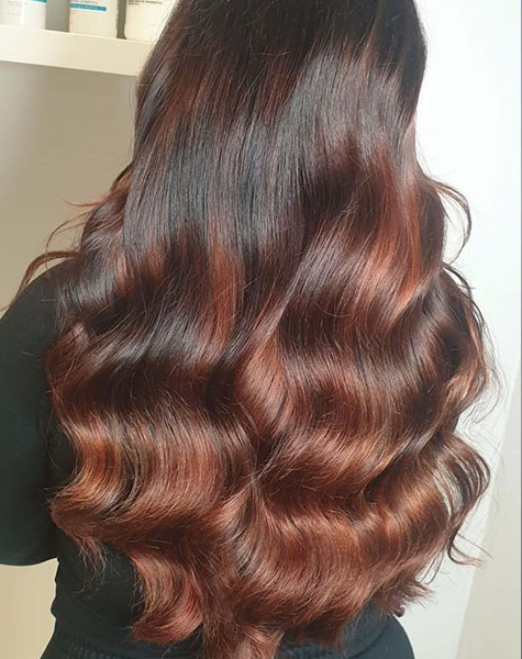 red balayage at best hairdressers in Chertsey Surrey red balayage at best hairdressers in Chertsey Surrey