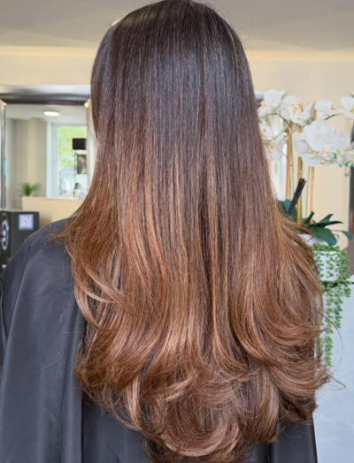 Red balayage at best colour salon in Chertsey