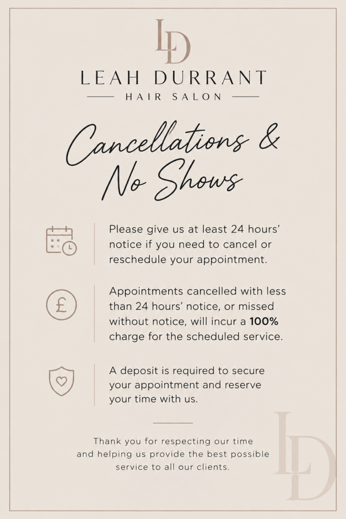 leah durrant cancellation policy